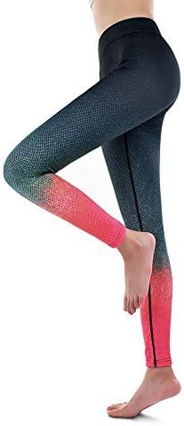 FITIBEST Women's Power Flex Yoga Pants Stretchy Exercise Leggings Fitness Pants with Gradients Design and Delicate Dots (L, Red)