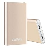 Power Bank 10000mAh with Flashliight Safe Metal Case Small Size Portable Charger Quick Charge Smart Phone iPhone iPad Samsung Galaxy LG (Gold)