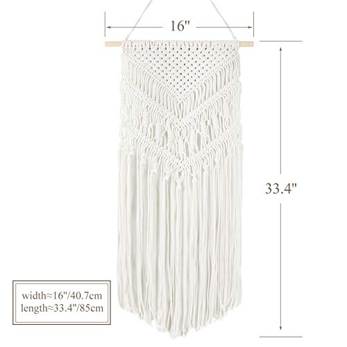 Purnap 3 Pack Macrame Plant Hangers with 3 Hooks & Macrame Wall Hanging Cream-White（Two Styles Shipped Randomly）