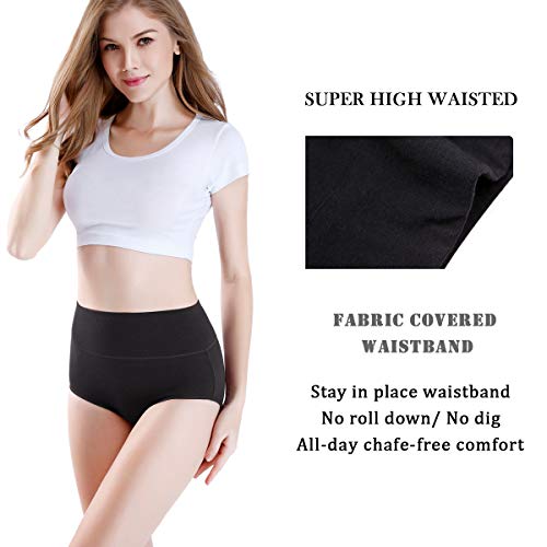 image for wirarpa Women's 2 Pack Cotton Underwear High Waisted Full Coverage Bri