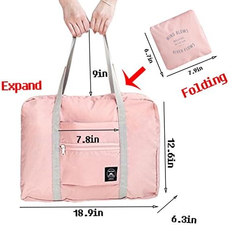 Orient Home Foldable Storage Travel Duffle Bag Luggage Sports Gym Water Resistant Nylon with High Capacity for Men Women-pink