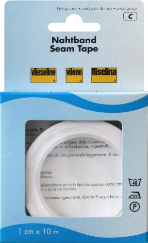 Vilene Seam Tape – Iron-On Tape for Seams white-coloured; width 0.39 inch/10mm, length 5.5 yards/5m