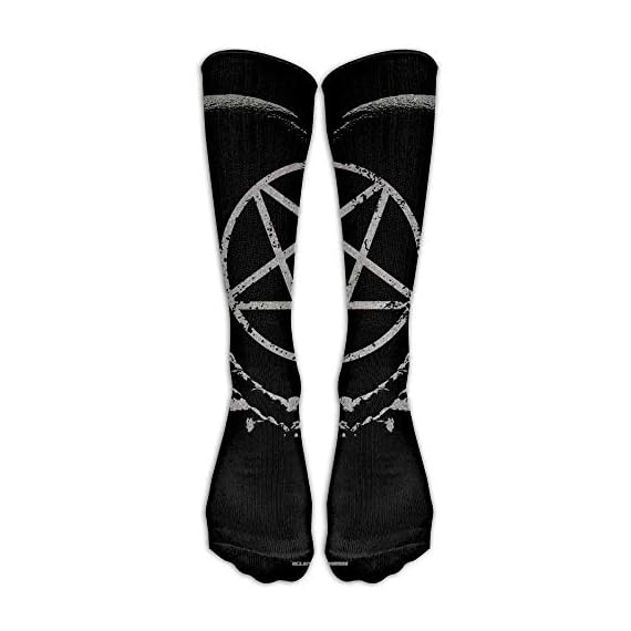 Gothic-Occult-Satan-Penta-Symbol-Skull-Athletic-Tube-Stockings-Womens-Mens-Classics-Knee-High-Socks-Sport-Long-Sock-One-Size