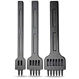 Icobbler 2019 New Profession Leather Hole Punch Tools Cutting Stitch for Wallet Belt, Round Punch DIY Die Chisel Leathercraft Sewing Kit 2/4/6 Tooth 3Pcs Set (4mm Hole Spacing, 1mm Diameter, Black)