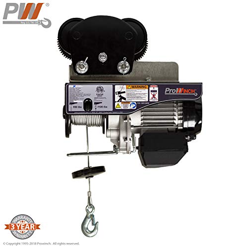 1/2 Ton Electric Wire Rope Hoist 1100 lbs. 38 ft. Wireless w/Power Trolley 110V
