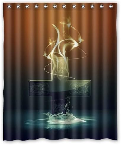 Amazon Com 8jo6poe Christian Jesus Blessed Cross Burning Fire Flame Smoke Personalized Custom Polyester Bathroom Decor Shower Curtain 60x72 Home Kitchen