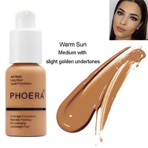 PHOERA Foundation Makeup, Firstfly 37ml Matte Oil Control Concealer Foundation Cream, Long Lasting Waterproof Matte Liquid Foundation