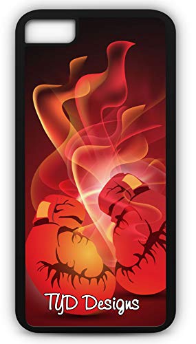 iPhone 8 Case Boxing Gloves Hot Flaming Fists Heavy Weight Customizable TYD Designs in Black Rubber - Thumbnail 3