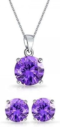 Swarovski Crystal Birthday Stones Duo Set With Silver Chain and Earring Set