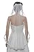 1T 1 Tier Floral Scallop Embroided Lace Pearl Veil Fingertip Length 36