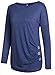 Anicco Womens Long Sleeve Casual Round Neck Loose Tunic Top Blouse T-Shirt Dark Blue-XXL