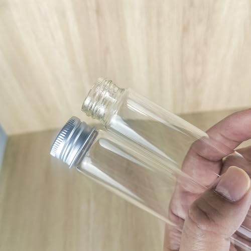 Jarvials 6 Pièces 90ml de Fiole en Verre Transparente de avec Couvercle en Aluminium, Tube a Essai Verre, Etc, Approprié à La Décoration de Laboratoires Scientifiques (6,90ml)