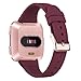 Tobfit Silicone Slim Band Compatible for Fitbit Versa 2/Versa/Lite/SE, Narrow & Thin Sport Wristband with Metal Buckle for Women/Men, Wine red, Large