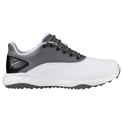 Puma Golf Men's Grip Fusion Golf Shoe, White/Quiet Shade/Black, 11 Medium US