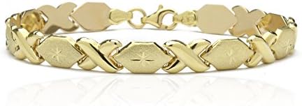 Floreo 10k Fine Gold Stampato Xoxo Friendship and Relationship Hugs and Kisses Chain Bracelet