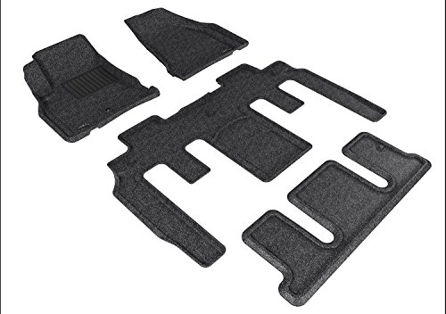 3D MAXpider Complete Set Custom Fit All-Weather Floor Mat for Select Chevrolet Traverse Models - Classic Carpet (Gray)