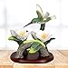 BANBERRY DESIGNS Hummingbird Figurine Porcelain with Pink Flowers with Separate Wood Base 4.5 Inch