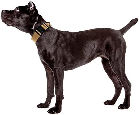 yisibo Tactical Dog Collar Adjustable Nylon Military K9 Dog Collar with Metal Buckle/V-Ring