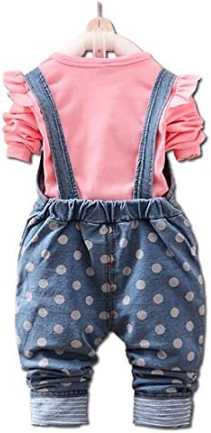 Chumhey Baby & Little Girls Blue Knitted Denim Overalls Pant Sets Bunny Decor
