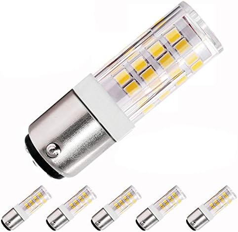 McDen Ba15d LED Light Bulb 120 Volt, Dimmable Double Contact Bayonet Base JD Type T4 40W 50W Halogen Replacement Bulb for Pendants Ceiling Fans Sewing Machine Warm White (Pack of 5)