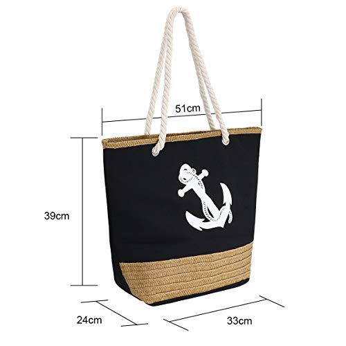 flintronic Große Strandtasche mit Reißverschluss und Innentasche Wasserdicht Strandtasche, Einkaufstasche Shopper für… – Bild 3