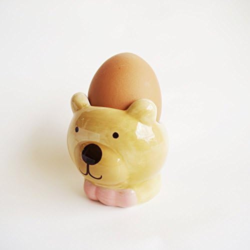 Egg Cup Holder Soft or Hard-Boiled Egg Breakfast For Tabletop Decor,Baby Toddler Small Feeding Bowl,Collectables Ceramic (Bear-B)