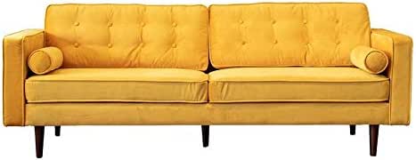 Amazon Com Ashcroft Mid Century Modern Yellow Harriet Velvet Sofa