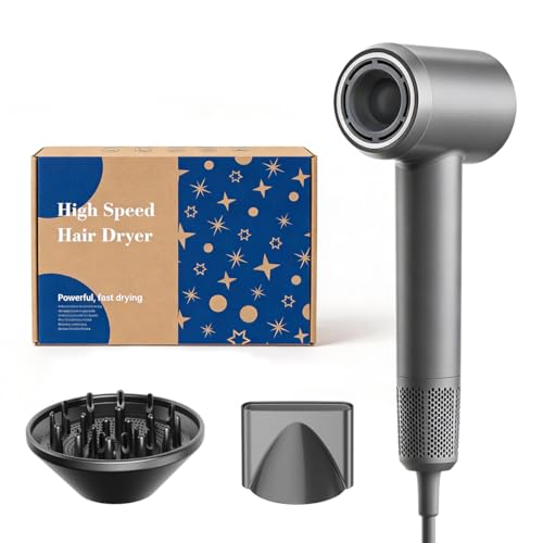 Bannilu High-Speed Ionic Hair Dryer, Lightweight Brushless Motor, Fast Drying, Low Noise, Anti-Frizz, Diffuser & Nozzle, UK Plug, Gift Set