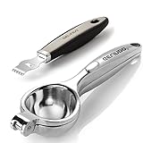 Gelindo Lemon Squeezer with Lemon Zester Grater - Heavy Duty - Easy To Use - Large Bowl, Silver