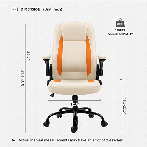 SEATZONE Beige Office Chair Executive Desk Chair with arms High Back Modern Computer Chairs for