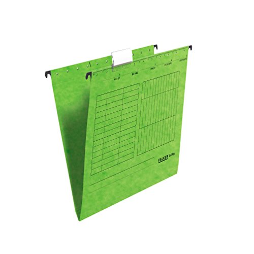 Exacompta - Ref 80002520001F - FALKEN - UniReg Suspension Hanging Files - Suitable for A4 Documents, 230gsm Recycled Kraft Card, Blue Angel Certified - Green (Pack of 25)