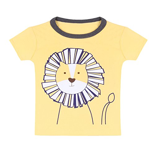 Neeseelily Baby Boy Short Sleeve T-Shirts and Shorts 2pcs Set Clothes (Yellow, 12-18 Months)