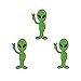 U-Sky Sew or Iron on Embroidered Patches | Cute Green Alien with V-Sign Gesture | Whimsical Space Theme | Kids Teens Sci-Fi Fans | Jackets Backpacks Hats | 3.1