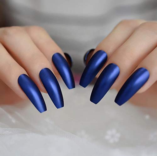 EDA LUXURY BEAUTY DARK BLUE MATTE ULTIMATE GLAMOROUS DESIGN Press On Gel Glitter Artificial Nail Tips Acrylic Extreme False Nails Extra Long Ballerina Ballet Coffin Square Super Fashion Fake Nails 2 EDA LUXURY BEAUTY DARK BLUE MATTE ULTIMATE GLAMOROUS DESIGN Press On Gel Glitter Artificial Nail Tips Acrylic Extreme False Nails Extra Long Ballerina Ballet Coffin Square Super Fashion Fake Nails