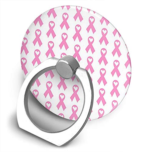 XIAoZ Breast Cancer Awareness Ribbon with Heart Phone Ring 360 Degree Rotating Ring Grip Anti Drop Finger Holder for iPhone iPad and All Cellphone