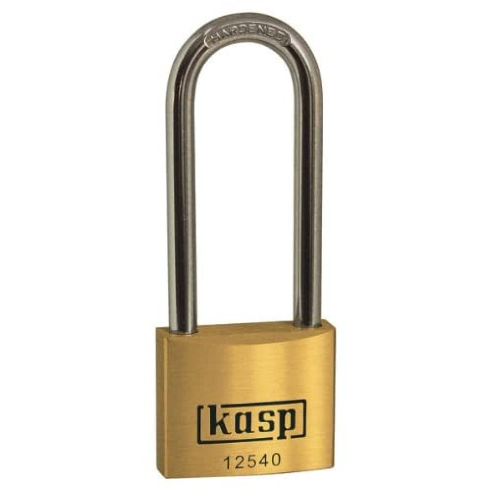 Kasp K12540L63A1 Premium Brass Padlock High Shackle Keyed Alike, Gold/Silver, 40 x 63mm