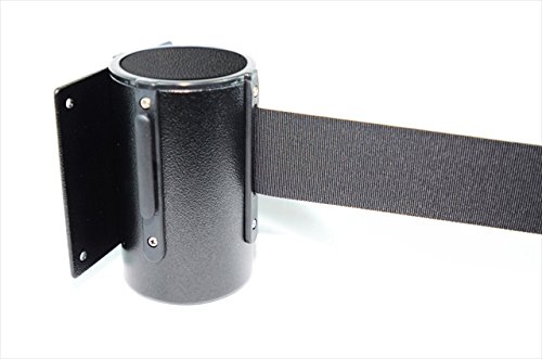 VIP Crowd Control 1400 8 ft. Black Belt Wall Mounted Belt Barriers - Black Finish