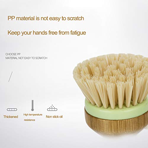 JDgoods Bamboo Dish Brush, Kitchen Non-stick Skillet Brush Oil Dishwashing Cleaning Bowl Palm Brush