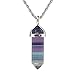 Justinstones Natural Rainbow Fluorite Gemstone Hexagonal Pointed Reiki Chakra Pendant Necklace 20