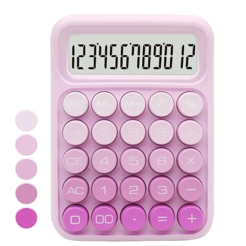 Gradient Pink Calculator, UPIHO Standard Calculator,12 Digit Display and Big Buttons,Pink Office Supplies and Desk Accessories,Cute Office and School Accessory