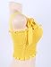 KAMISSY Women's Frill Smocked Cop Tank Top Tie Shoulder Strap Vest,Yellow, Small