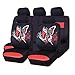 Red Leather & Gaberdine Butterfly Inspiration Car Seat Covers, Universal Car Seat Covers Full Set with Airbag Compatiable, Fit for Vehicles,Cars,Suvs,Vans (Black and Red)
