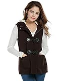 ANGVNS Ladies Women Sleeveless Outwear Loose Button Herringbone Vest Coat With Hoodie