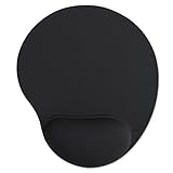 Ergonomic Mouse Pad With Gel Wrist Rest Support, Lycra Covering And Non-Slip PU Base (Black)