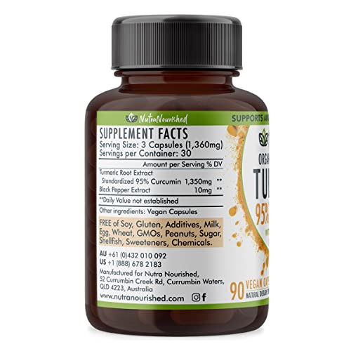 Nutra Nourished Organic Turmeric Curcumin Supplement with Black Pepper