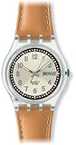 Swatch Originals Beige Dial Plastic Leather Quartz Ladies Watch GE700