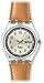 Swatch Originals Beige Dial Plastic Leather Quartz Ladies Watch GE700