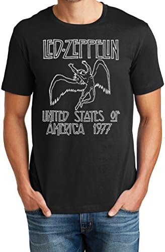Tall Mens Soft Cotton Led Zeppelin US 1977 Tour Graphic Tee, Black, LT