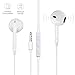 3.5mm Wired Earphones, White In-Ear Stereo Headphones with Mic Headset for iPhone/Sony/Sumsung etc (EVN7801A)