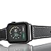 CINORS Compatible with Apple Watch Series 11 10 46mm Strap Genuine Leather Replacement Watchband with Gun Metal Hardware for Apple Watch Series 9 8 7 45mm 6 SE 5 4 44mm 3 2 1 42mm, Black